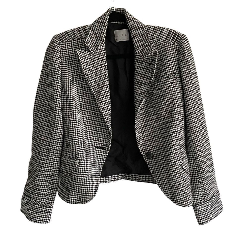 ADEC 2 By PHILLIPE ADEC Houndstooth Cropped Blazer Black White M